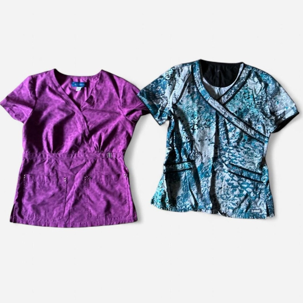 2 PK Small Purple and blue scrub top bundle #medicalscrubs